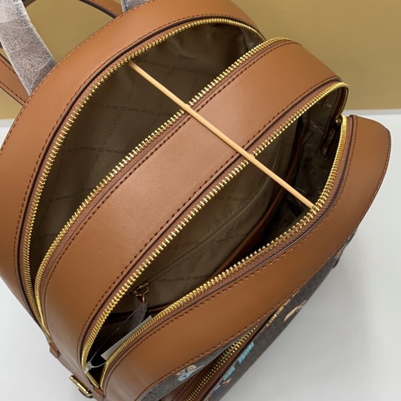 MICHAEL KORS JET SET GIRLS JAYCEE LARGE ZIP POCKET BACKPACK BROWN MULTI COLOR - Picture 14 of 16